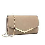 Miss Lulu Pochette e Clutch Donna, Borsetta Donna Elegante, Pelle Scamosciata Morbida, Borsa a Catena Su Pochette Ragazza Beige