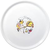HENDI Piatto per Pizza Rotondo in Porcellana Smaltata con Motivo Cuoco e Forno, Piatto Portapizza Tradizionale, Adatto a Microonde e Lavastoviglie, ⌀330mm, Bianco