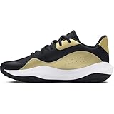 Under Armour UA Lockdown 7 Low, Scarpa da Basket Unisex-Adulto, Black/Metallic Gold/Black, 42.5 EU