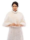 Jovono Scialle da sposa in finta pelliccia, scialle da sposa e scialli, da donna (avorio), Bianco sporco, Taglia unica