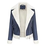 DLLDLGG Giacca In Pelle Oversize Da Donna, Cappotto Invernale In Montone Spesso Foderato In Pile, Giacca Bomber Corta