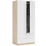 13Casa Vanilla A2 Armadio Anta Battente, 81X52X180 H cm, Bianco, Rovere, Melamina