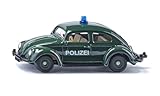 siku 1560, VW Maggiolino della Polizia, Auto Giocattolo, Metallo/Plastica, Verde Scuro, Auto Giocattolo per Bambini, Pneumatici Gommati, Con Luce sul Tettuccio