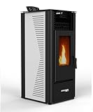 Stufa a Pellet 10kW ad Aria Ventilata Rodi Riscaldamento Alta Efficienza 100mq (Bianco)