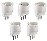 Electraline 92292 Set Adattatori da Schuko a Spina Piccola, Bianco, Confezione Da 5