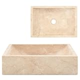 vidaXL Lavandino con Foro di Scarico Rettangolare Classico Elegante Lavello Lavabo Arredo Bagno Sanitari 45x30x12 cm in Marmo Naturale Crema Lucido