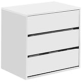 Habitdesign Cassettiera a tre cassetti in bianco opaco, dimensioni: 60 cm (larghezza) x 57 cm (altezza) x 44 cm (profondità)