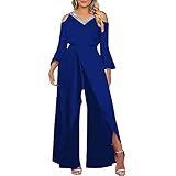 Tuta Da Donna Elegante Da Cerimonia Jumpsuit Tutina Lunghe a Gamba Larga Pantaloni Con Cintura Lungo Elegante Senza Maniche Jumpsuit Abito Monopezzo Monospalla Cocktail Sera Playsuit Overall Romper