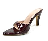 Pradize Mules Rossi Bordeaux Tacchi A Spillo per Donne, Rosso scuro Bordeaux, 43 EU Étroit
