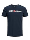 JACK & JONES Jjecorp Logo Tee Ss Crew Neck Noos, T-shirt Uomo, Blu (Navy Blazer Detail: Slim Fit), X-Large