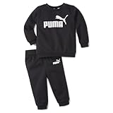 PUMA Minicats Ess Crew Jogger Fl, Tuta sportiva Unisex - Bimbi 0-24, Cotton Black, 104