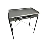 Piastra Barbecue Professionale a GAS Griglia Acciaio INOX liscia 5 mm per Catering Ristoranti Street Food Pub per Cottura Arrosto 2 fuochi (Large 80x50 + Coperchio)