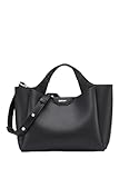 DKNY Willa Mini Satchel, 100% Poliuretano Donna, Nero e Argento, Small