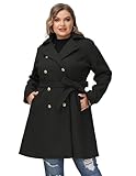 Hanna Nikole Cappotto in lana da donna Cappotto invernale doppiopetto taglie forti con giacca a vento midi a maniche lunghe con cintura tascabile