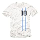 MAKAYA Maglietta Futbol Argentina - T-Shirt con Numero 10 Uomo Coppa 1986 Diego Bianco M