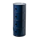 4 Strati Tavolo Da Comodino Rotondo, Tavolo Da Comodino Rotondo Con Deposito, Design Impilabile Con Ampio Stoccaggio, Tavolino Tondo Piccolo Per La Camera Da Letto Del Soggiorno(Color:navy blue)