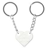 LegoLove 2, Portachiavi con mattoncini originali a forma di cuore, colore a scelta, prodotto in Spagna, bianco, Taglia unica