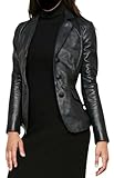 AAOutfitz Giacca blazer in pelle fatta a mano di alta qualità, disponibile in vera e finta pelle, Nero - Similpelle., L