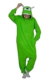 LorranTree Onesie Costume Tuta Monsters Wazowski Costume Donna Uomo Adulto Relaxo Pigiama Animale Monoculare Natale Halloween Pigiama, verde, M