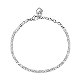 Brosway Bracciale Donna, Bracciale Tennis in Acciaio e Cubic Zirconia con Simbolo Cuore | Collezione Desideri - BEI027