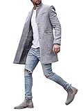 Oanviso Cappotto da Uomo Maniche Lunghe Tinta Unita Elegante Cappotti con Colletto alla Rovescia con Tasca Cappotto Calda Cappotto Invernale da Casual Cappotto Spesso A Grigio Chiaro L