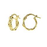 DelPia, Orecchini Tondi Modello Treccia in Oro 18kt e Argento Sterling 925 (Oro giallo, 10mm)