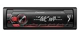 Pioneer MVH-S120UB, autoradio 1DIN con RDS, rosso, mezza profondità di installazione, 4 x 50 watt, USB, MP3, ingresso AUX, supporto Android, equalizzatore a 5 bande, app ARC