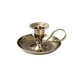 NKlaus portacandele a mano in ottone classico dorato anticato altezza 5cm per candele fino a Ø2cm portacandele 10891