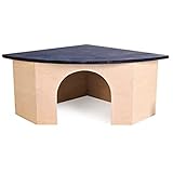 Croci Wood Corner House Blue Rood - Casetta in legno per criceti, piccoli animali domestici, porcellini d'india, Forma Angolare, Tetto Blu, 29X13X21 CM