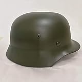 MJZYP Elmetto Tedesco in Acciaio M35 della Seconda Guerra Mondiale, Casco in Acciaio Ad Alta Resistenza della Seconda Guerra Mondiale con Rivestimento in Pelle Green