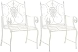 CLP Set di 2 sedie da Giardino Punjab in Stile Rustico I Sedia in Ferro Laccato I Sedia da Giardino Extra Robusta, Colore:Antico Bianco