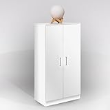 Bissolo Casa Armadio Multiuso a 2 Ante, 55x36x108 cm, Bianco Opaco, 6 Ripiani, Mobile Scarpiera per Ingresso