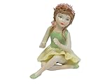 Capodimonte Visconti Statuetta in Porcellana, Ballerina Seduta con Vestito Verde e Giallo, Decorazione Casa