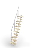Scala Mister Step SMALL salvaspazio Rettilinea 10 Gradini H 220-260 cm. betulla - grigio argento