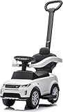 Primi Passi 3 in 1 Macchina Cavalcabile Land Rover Discovery Sport Bambini 12-36 Mesi Maniglione Direzionabile Suoni Antiribaltamento Vano Portaoggetti (Bianco)