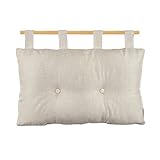 Caritex Cuscino Testata Letto Con Passanti a Strappo, Cuscino Testiera Letto Imbottito Con Fiocco di Poliestere, Montaggio Rapido, con Bottoni Decorativi 45x70 cm Modello Bea S809 (Lino)