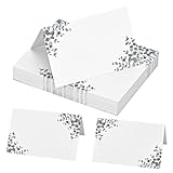 Bczhieulw 50PCS Segnaposto Cartellini, Stile foglia di eucalipto ，Tavolo per Comunione, Battesimo, Matrimonio, Compleanno, Cresima, Laurea, Festa, Bomboniere,85 mm x 55 mm(Piegato)