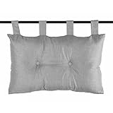 Caritex Cuscino Testata Letto Con Passanti a Strappo, Cuscino Testiera Letto Imbottito Con Fiocco di Poliestere, Montaggio Rapido, con Bottoni Decorativi 45x70 cm Modello Bea S809 (Grigio Chiaro)