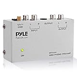 Pyle Amplificatore Audio, Preamplificatore Phono Mini per Giradischi con Ingressi e Uscite RCA, Basso Rumore, Alimentazione 12V DC, Grigio