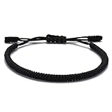 LUCKY BUDDHIST – Braccialetto Buddista Tibetano + Ciondolo/Collana! Bracciale per donna, uomo, adolescente – Regola le dimensioni del braccialetto – Realizzato a Mano In Corda (Nero)