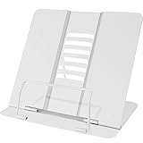 Multifunzione Leggio Libri, Porta Ricette, Leggio in Metallo per Libro,Lettura Porta Libri, Book Stand Altezze Regolabile Leggio da Tavolo per Ufficio Libri Cuochi Ricette Tablet (Bianco)
