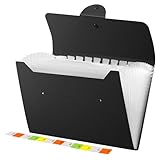 Diboniur Cartella Portadocumenti A4, Porta Documenti 13 Tasche, Raccoglitore Documenti Espandibile, Raccoglitore a Fisarmonica A4 per Ufficio Casa (Nero)