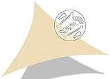 VOUNOT Tenda da Sole per Esterno, 5x5x5 m Vela Ombreggiante Triangolare con Kit di Fissaggio, Tenda a Vela, Traspirante HDPE Protezione UV, per Giardino, Balcone, Terrazza, Avorio