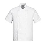 Portwest C733 Giacca da Chef Moderna e Leggera a Maniche Corte Cumbria Bianca, 4XL
