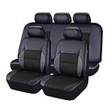 MeKnMoney 9 Pezzi Coprisedili Auto per Alfa Romeo 159 Sportwagon (939B), Pelle Set Copri-Sedile Fodere Posteriori Interno Accessori,A/Black