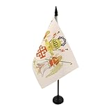 AZ FLAG Bandiera Da Tavolo Ordine Equestre Del Santo Sepolcro Di Gerusalemme 21x14 cm - Piccola Bandierina Stemma Del Gran Magistero Oessg 14 x 21 cm