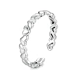 Anelli Impilabili A Forma Di Cuore In Argento Sterling 925 Per Donna, Anello A Fascia Con Scritta Love Valentine