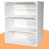 Vinterior Scaffale alto con 3 scomparti, serie Shabby Chic – Cassetta per frutta bianca in legno con ripiani – Scarpiera libreria Scaffale per frutta Extra grande – massiccio e stabile 61 x 50 x 31 cm