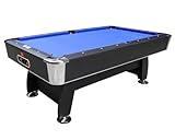 Biliardo Regolamentare BLACK NORMAN (216x123x82 cm) con Panno Blu Elettrico - Design Elegante Nero Venato, Angoli Cromati, Sistema di Ritorno Automatico e Accessori Inclusi