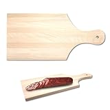 Leddy Living Piccolo Tagliere in Legno da Cucina 33x16 cm, Battilarda Piccola con Manico per Salame, Formaggio, Pane, Verdure, Professionale Antiscivolo, Sicuro, Durevole, Ideale per Ristoranti